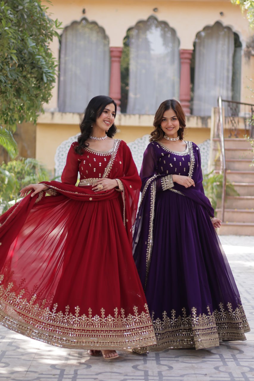 Designer Embroidered Gown with Dupatta