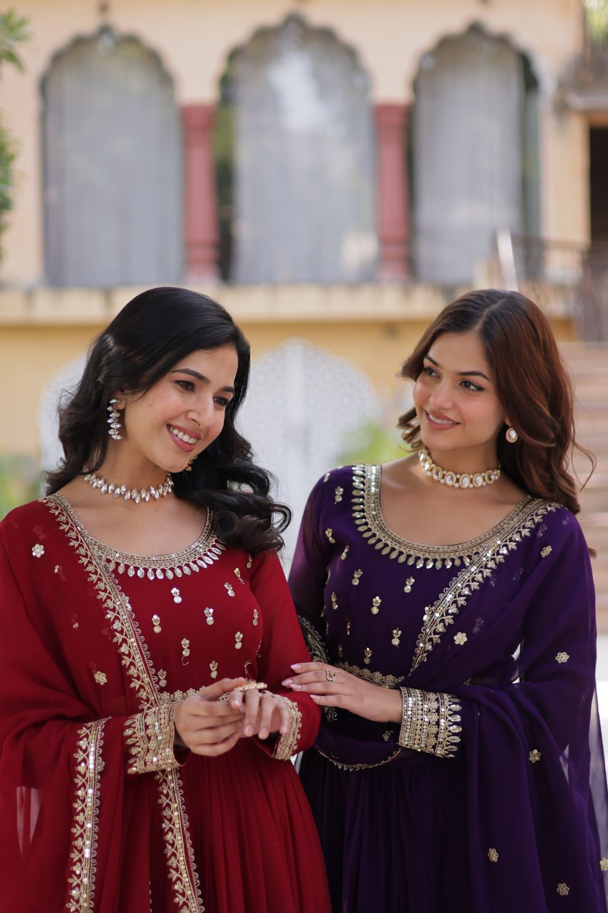 Designer Embroidered Gown with Dupatta