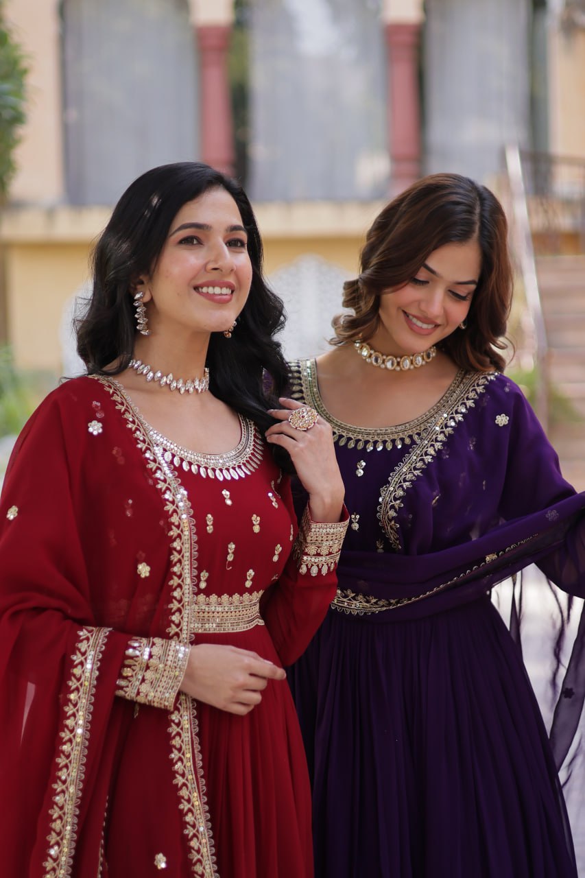 Designer Embroidered Gown with Dupatta