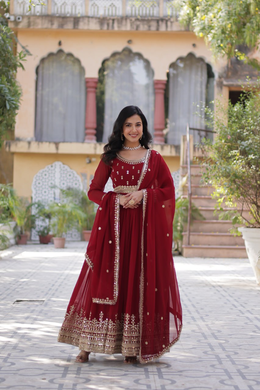 Designer Embroidered Gown with Dupatta