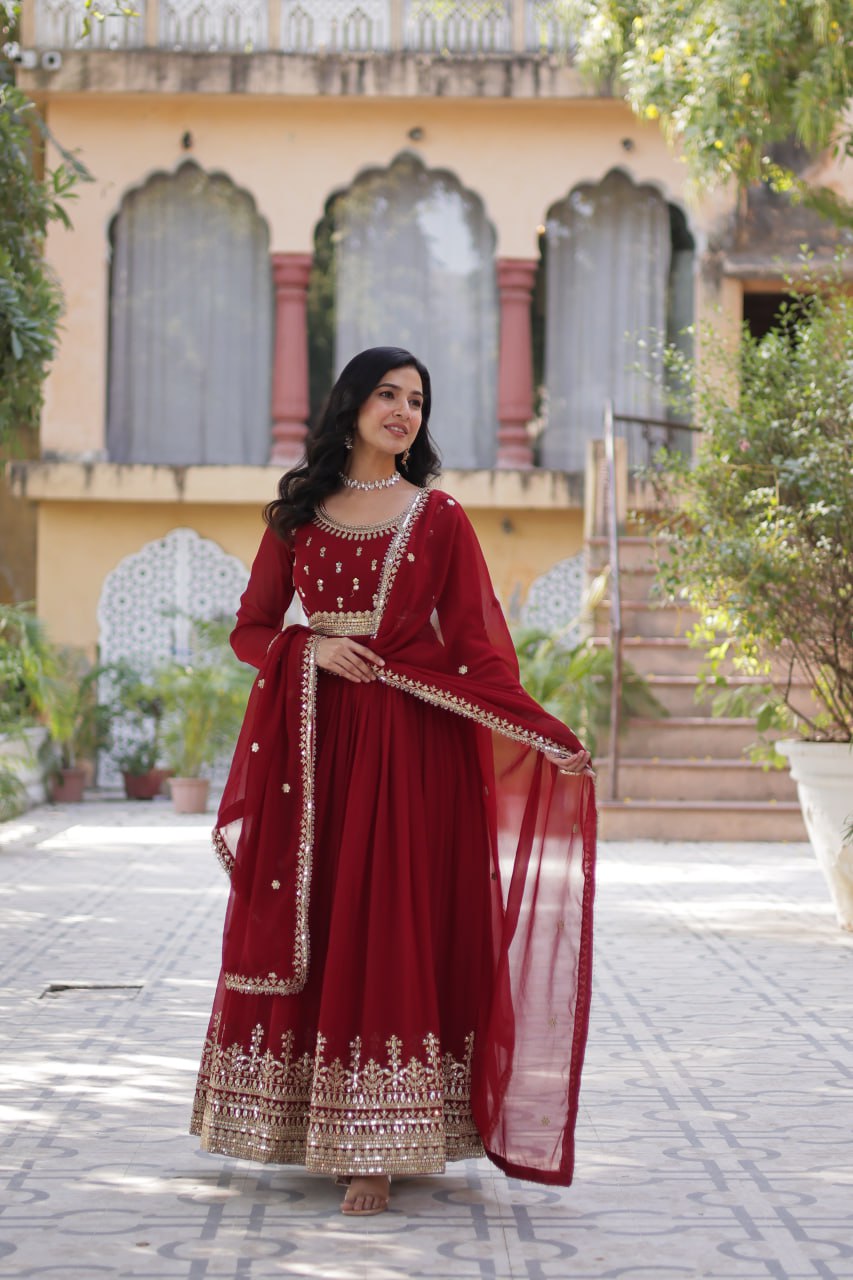 Designer Embroidered Gown with Dupatta