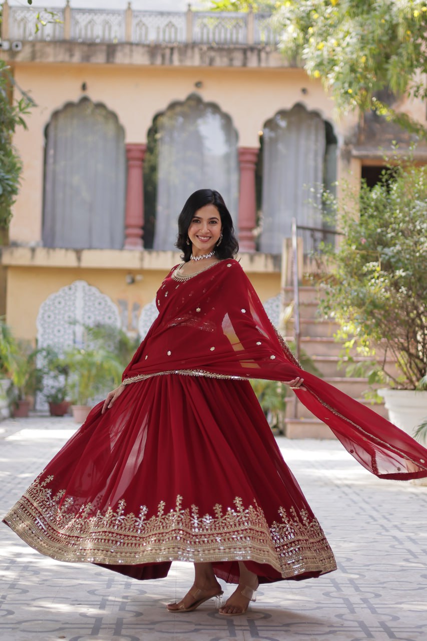 Designer Embroidered Gown with Dupatta