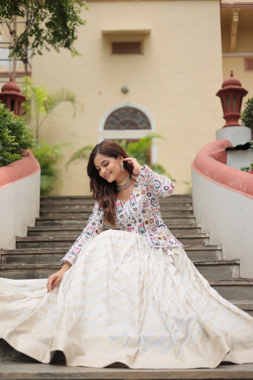 Designer Sequins Embroidered Co-ord Set with Viscose Lehenga