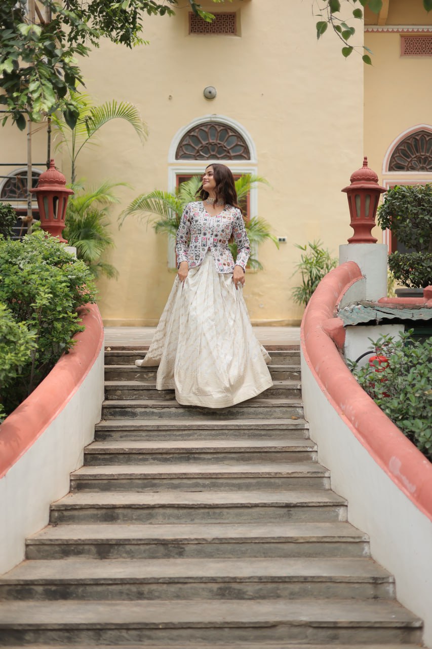Designer Sequins Embroidered Co-ord Set with Viscose Lehenga