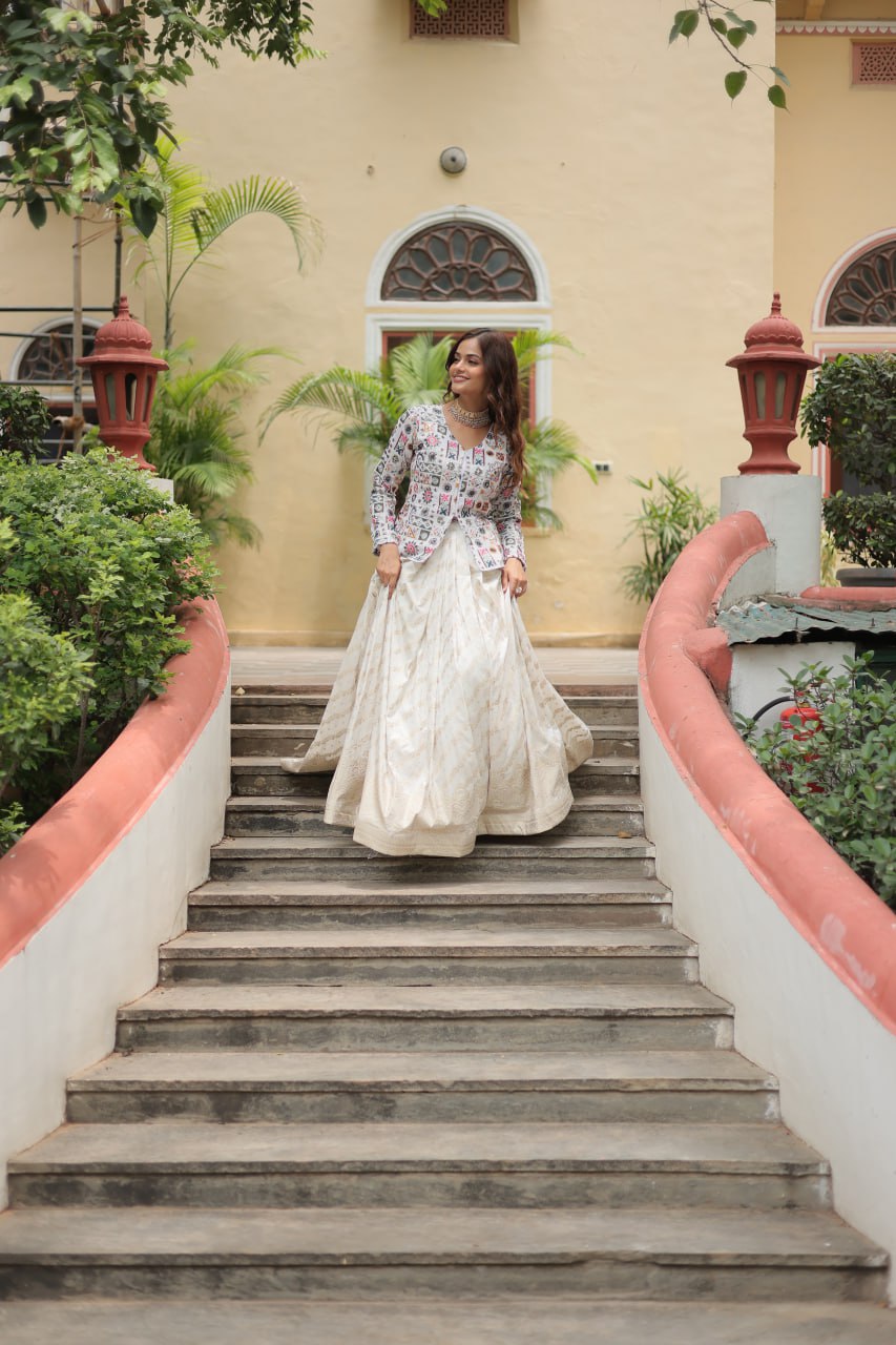 Designer Sequins Embroidered Co-ord Set with Viscose Lehenga