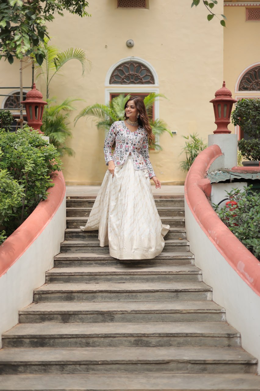 Designer Sequins Embroidered Co-ord Set with Viscose Lehenga