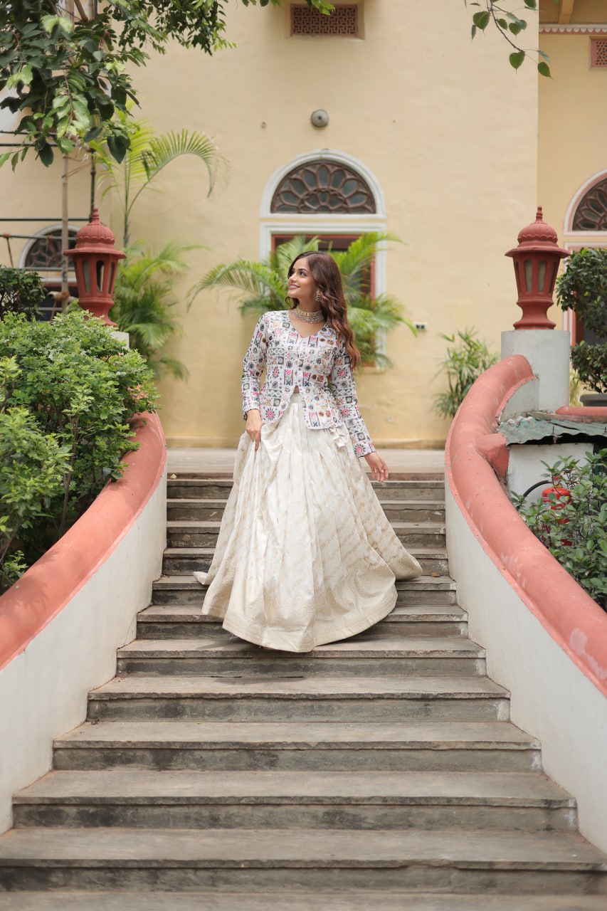 Designer Sequins Embroidered Co-ord Set with Viscose Lehenga
