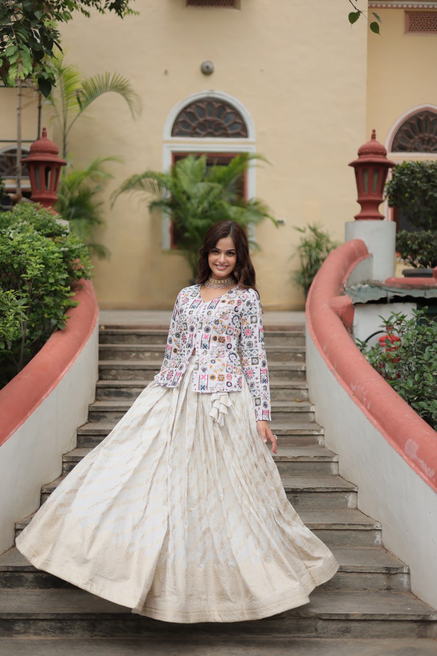 Designer Sequins Embroidered Co-ord Set with Viscose Lehenga
