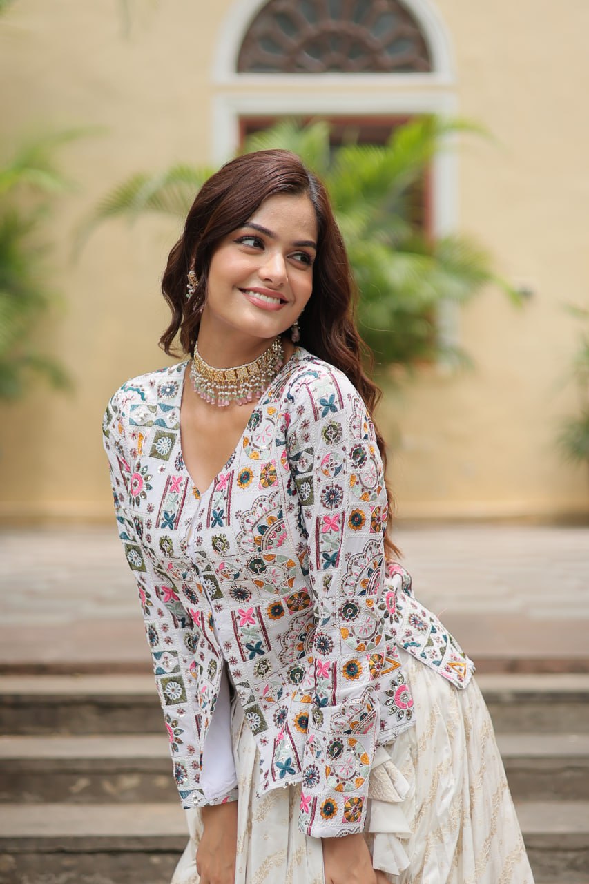 Designer Sequins Embroidered Co-ord Set with Viscose Lehenga