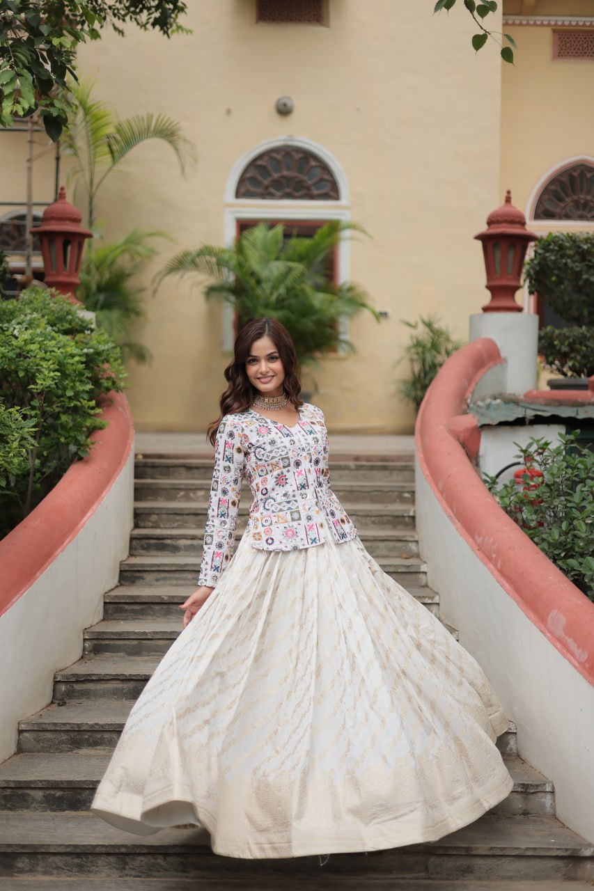Designer Sequins Embroidered Co-ord Set with Viscose Lehenga