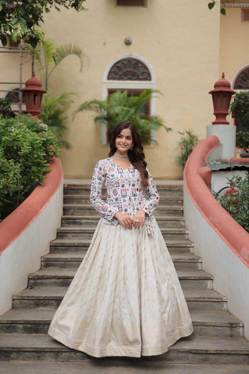 Designer Sequins Embroidered Co-ord Set with Viscose Lehenga