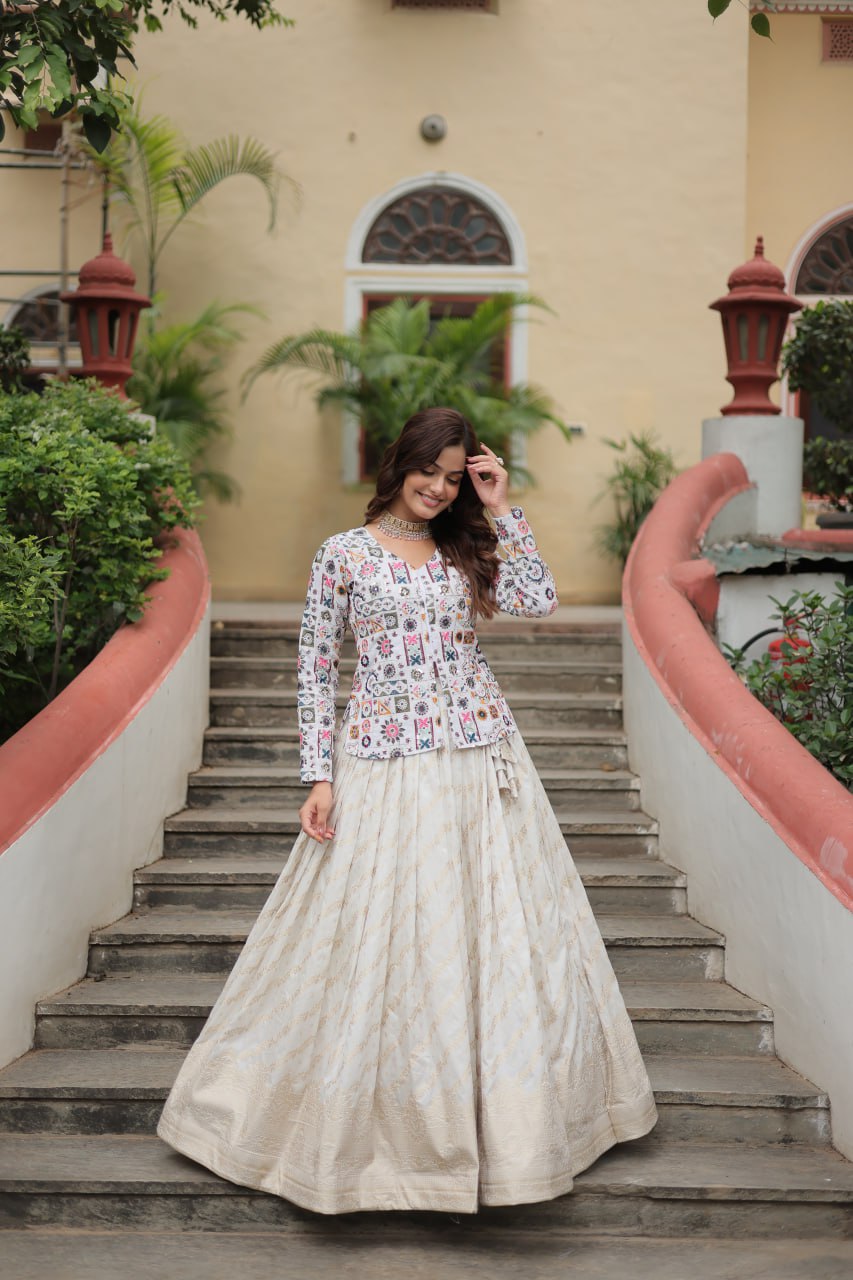 Designer Sequins Embroidered Co-ord Set with Viscose Lehenga