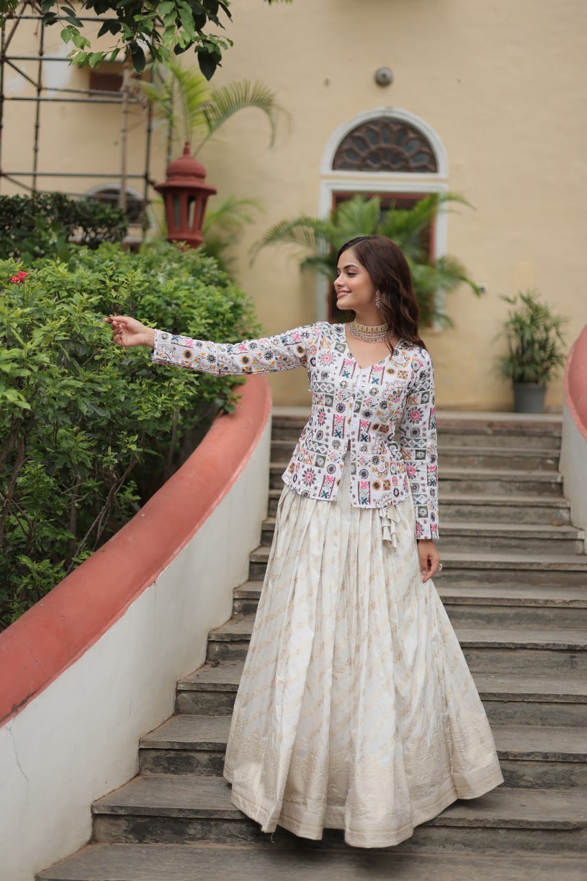 Designer Sequins Embroidered Co-ord Set with Viscose Lehenga