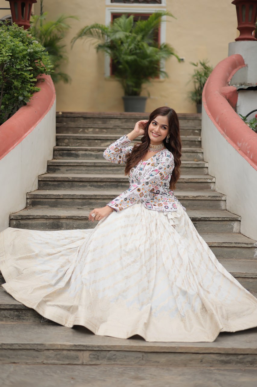Designer Sequins Embroidered Co-ord Set with Viscose Lehenga