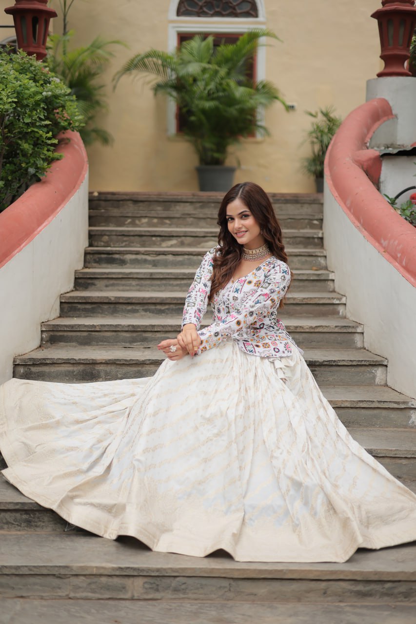 Designer Sequins Embroidered Co-ord Set with Viscose Lehenga