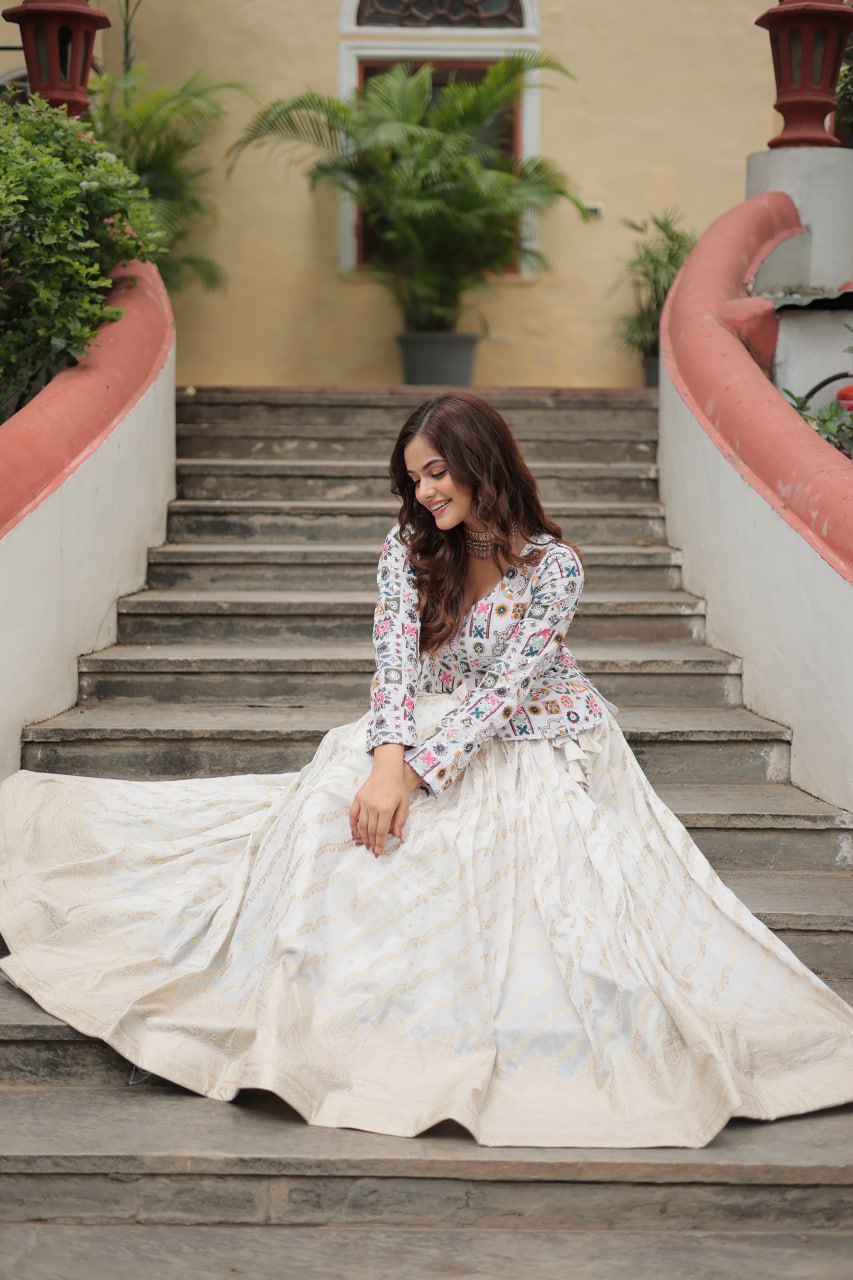 Designer Sequins Embroidered Co-ord Set with Viscose Lehenga