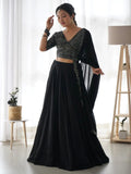 Desirable Black Color Sequins Georgette Event Wear Lehenga Choli