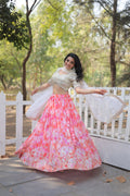 Digital Printed Faux Georgette Lehenga Choli with Sequins & Thread Embroidery