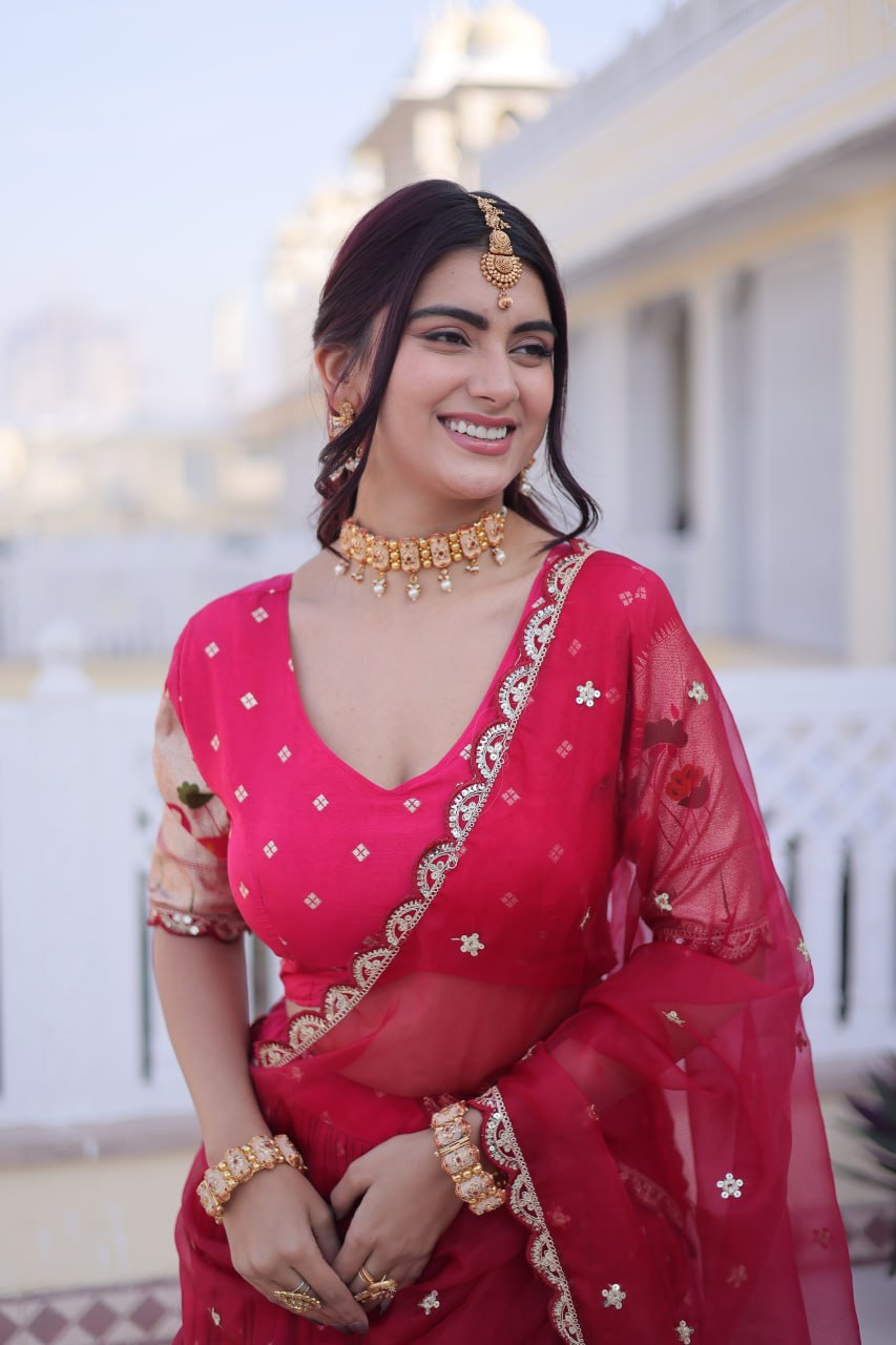 Dola Silk Meena Weaving Lehenga Choli with Sequins Embroidery
