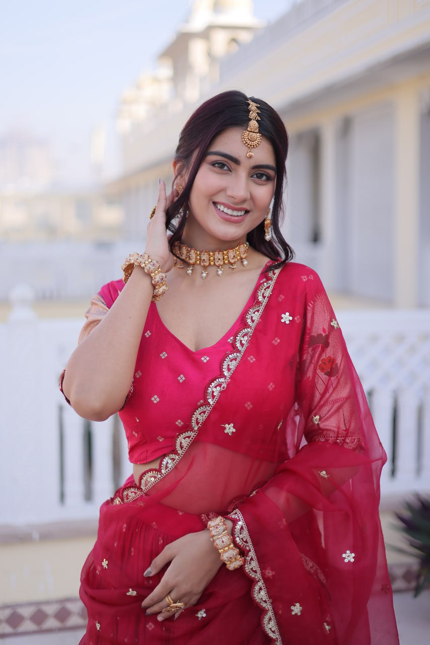 Dola Silk Meena Weaving Lehenga Choli with Sequins Embroidery