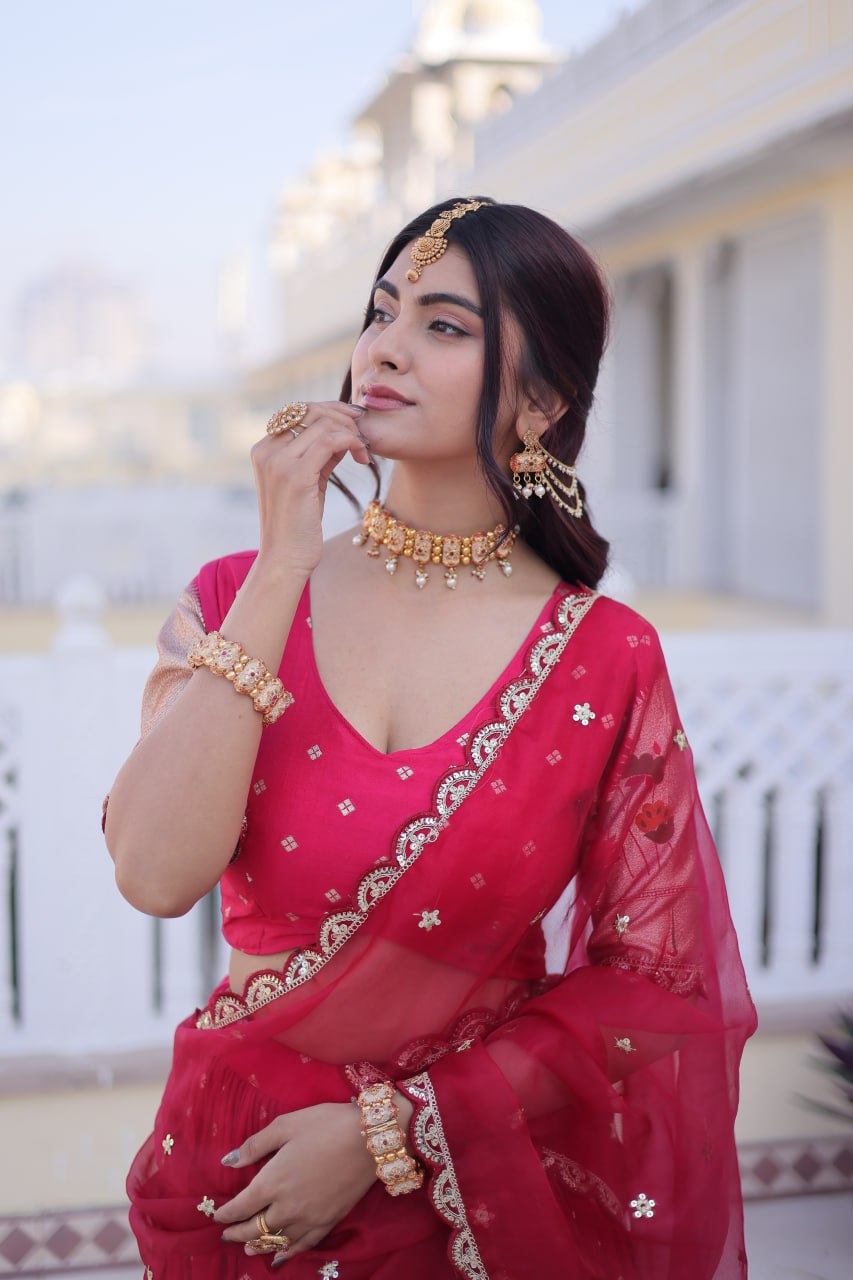 Dola Silk Meena Weaving Lehenga Choli with Sequins Embroidery