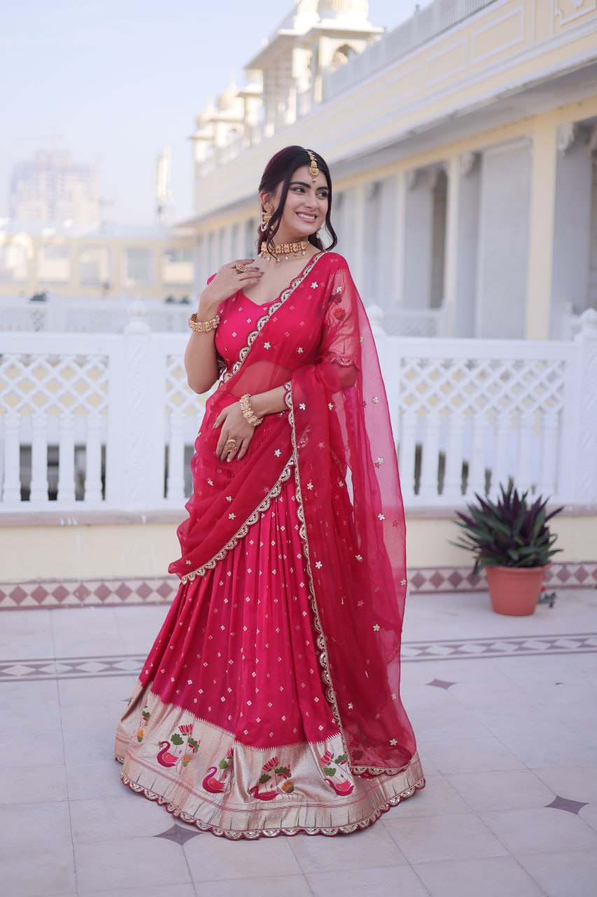 Dola Silk Meena Weaving Lehenga Choli with Sequins Embroidery