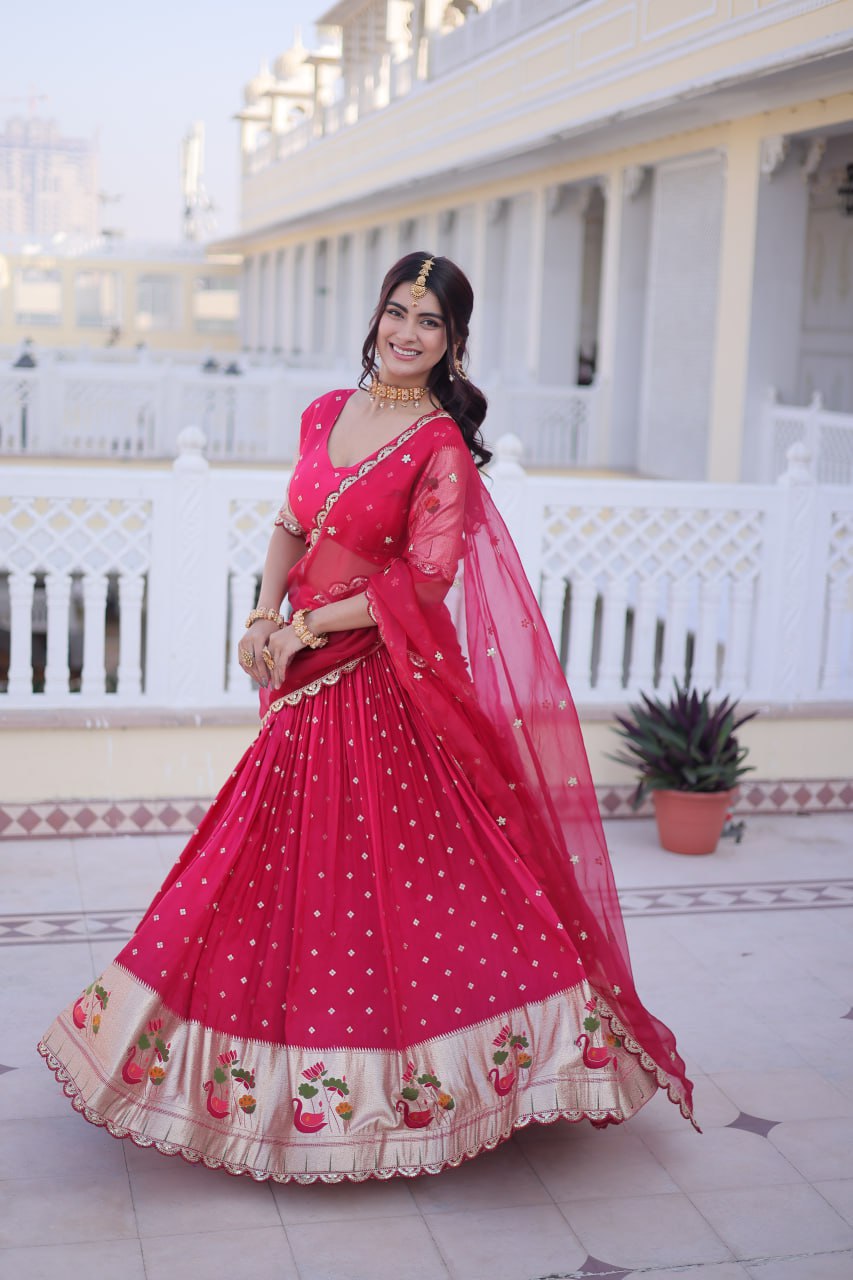 Dola Silk Meena Weaving Lehenga Choli with Sequins Embroidery