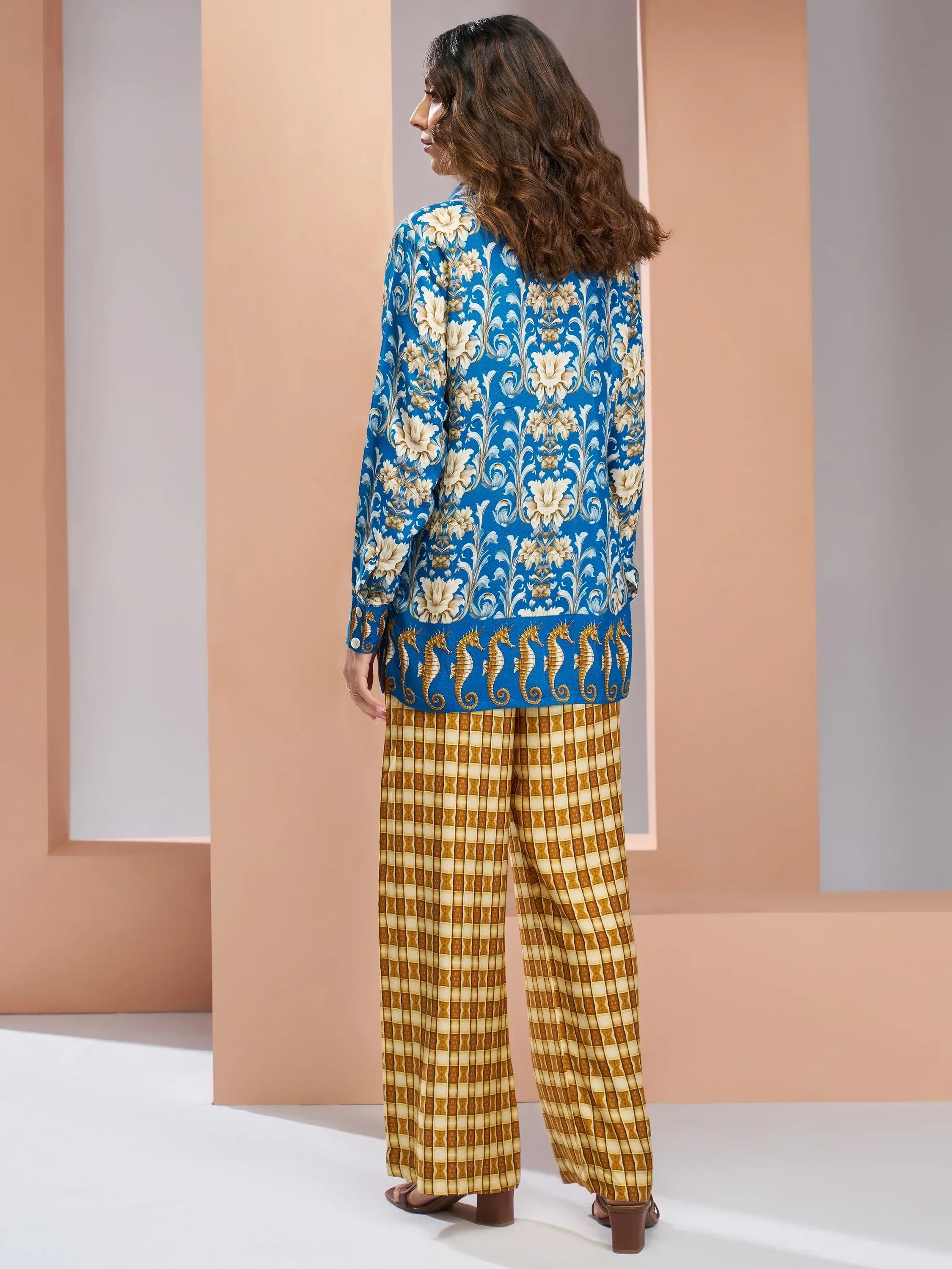 Enchanting Royal Blue Floral Printed Silk Casual Wear Co-Ord Set