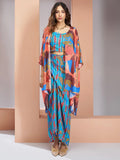 Fascinating Aqua Blue Digital Printed Silk Party Wear Co-Ord Set