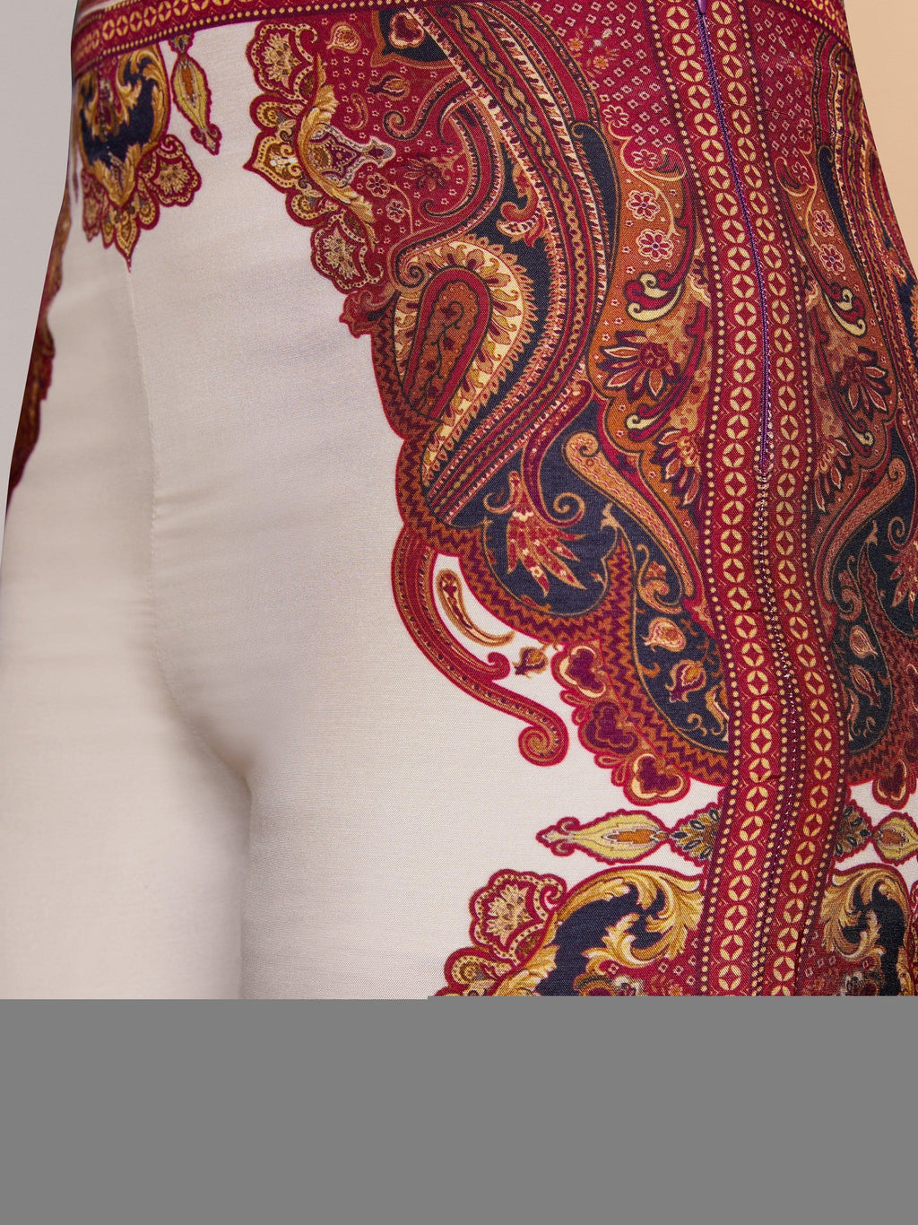 Charming Cream Digital Printed Muslin Silk Casual Wear Co-Ord Set