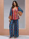 Beautiful Navy Blue Digital Printed Muslin Silk Party Wear Co-Ord Set