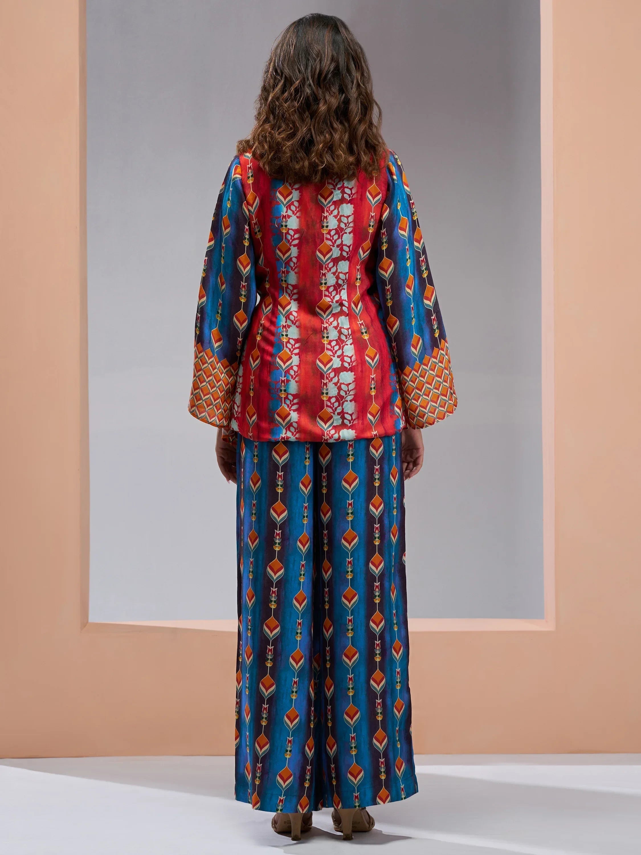 Beautiful Navy Blue Digital Printed Muslin Silk Party Wear Co-Ord Set