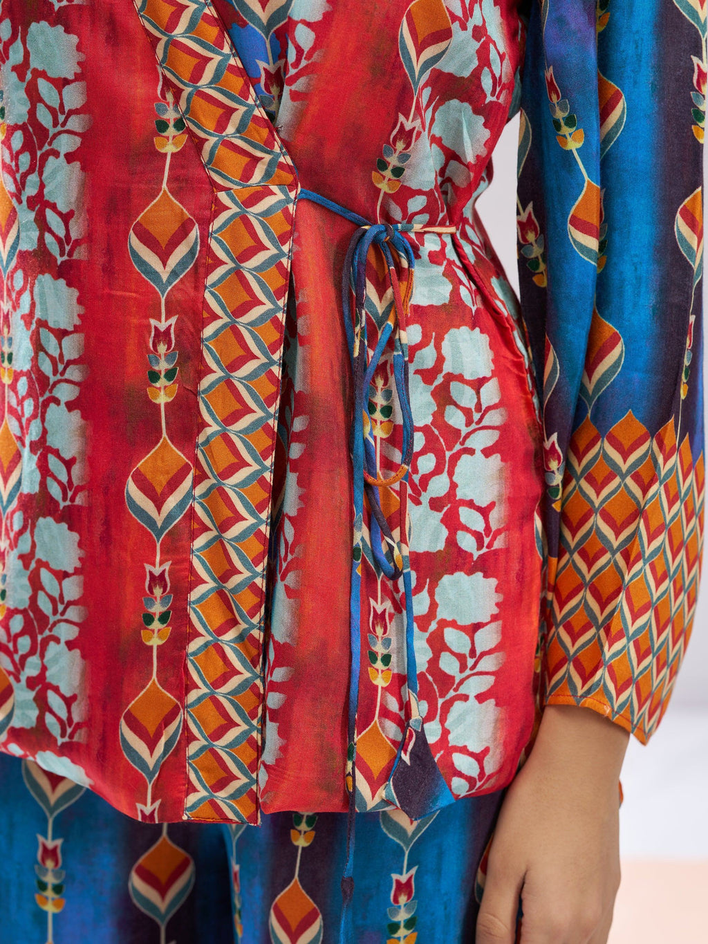 Beautiful Navy Blue Digital Printed Muslin Silk Party Wear Co-Ord Set