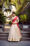 Elegant Golden Zari Weaving Work Lehenga Choli