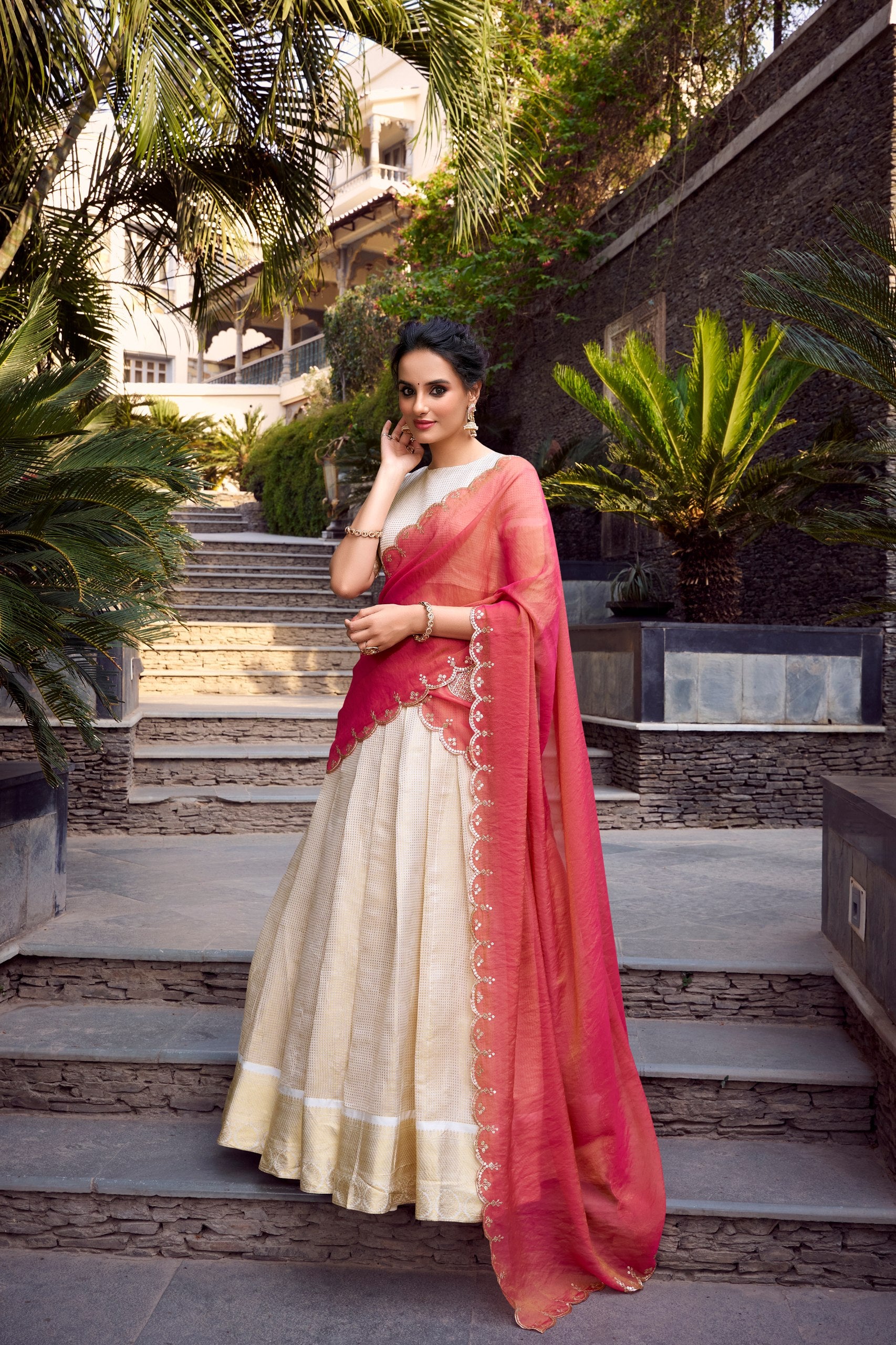 Elegant Golden Zari Weaving Work Lehenga Choli