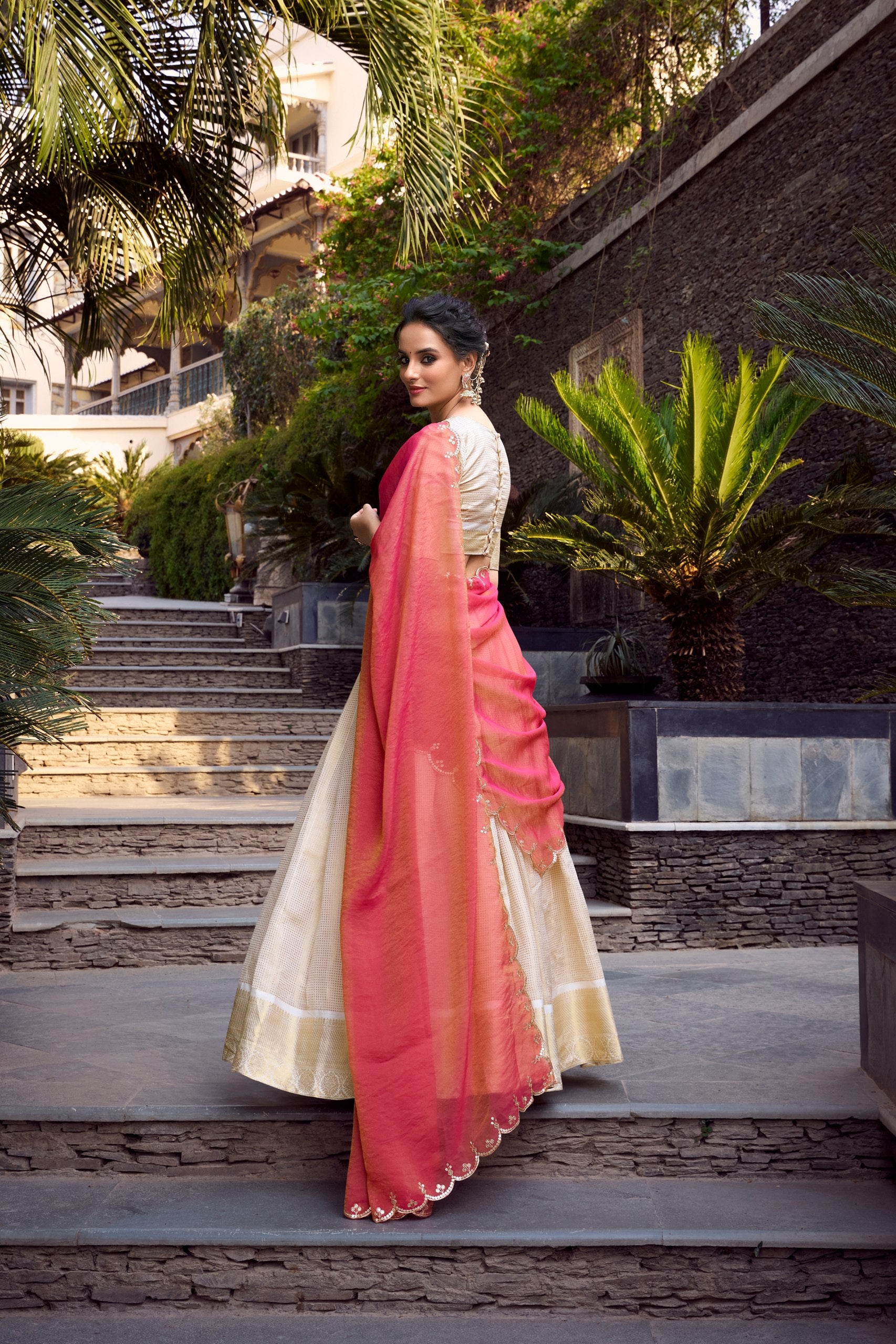 Elegant Golden Zari Weaving Work Lehenga Choli