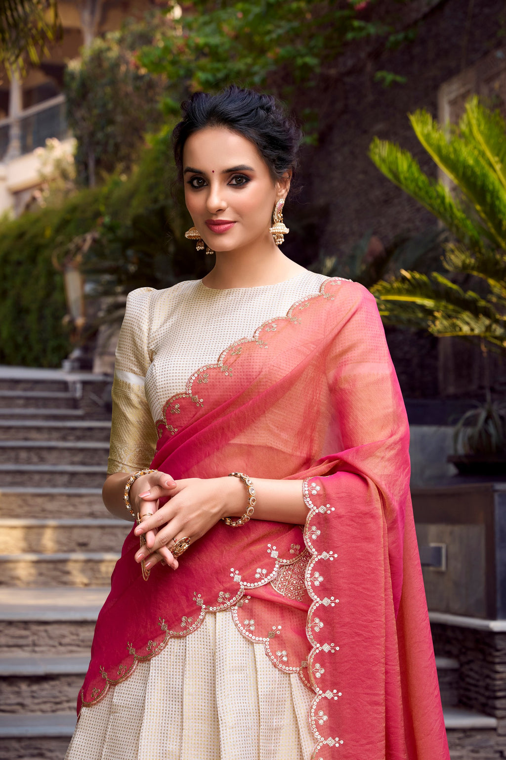 Elegant Golden Zari Weaving Work Lehenga Choli