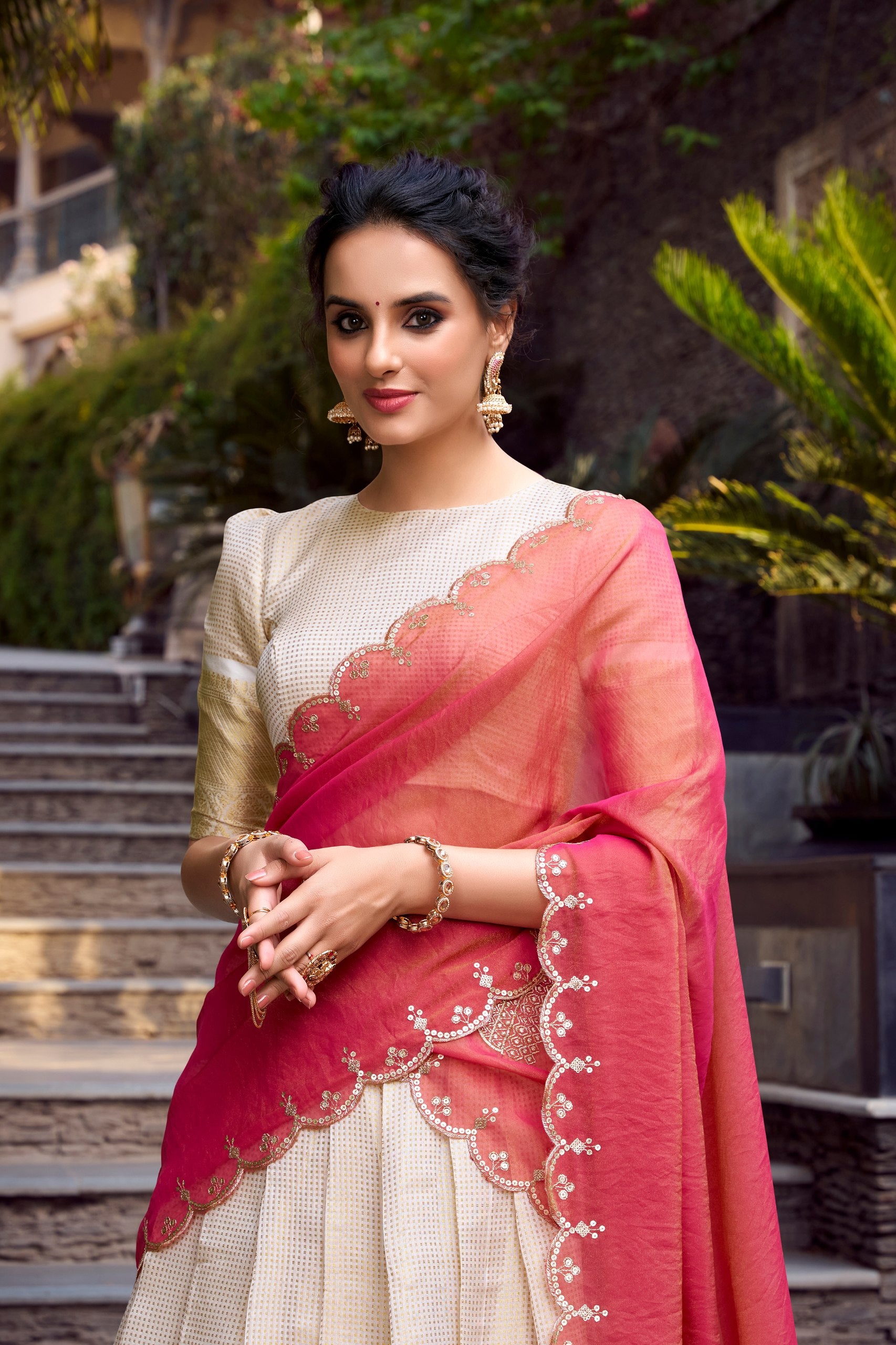 Elegant Golden Zari Weaving Work Lehenga Choli