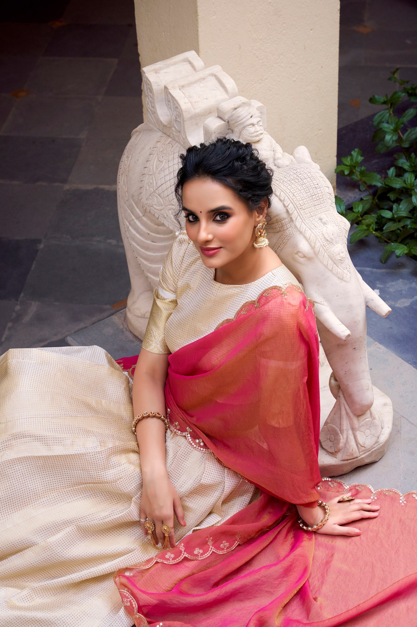 Elegant Golden Zari Weaving Work Lehenga Choli