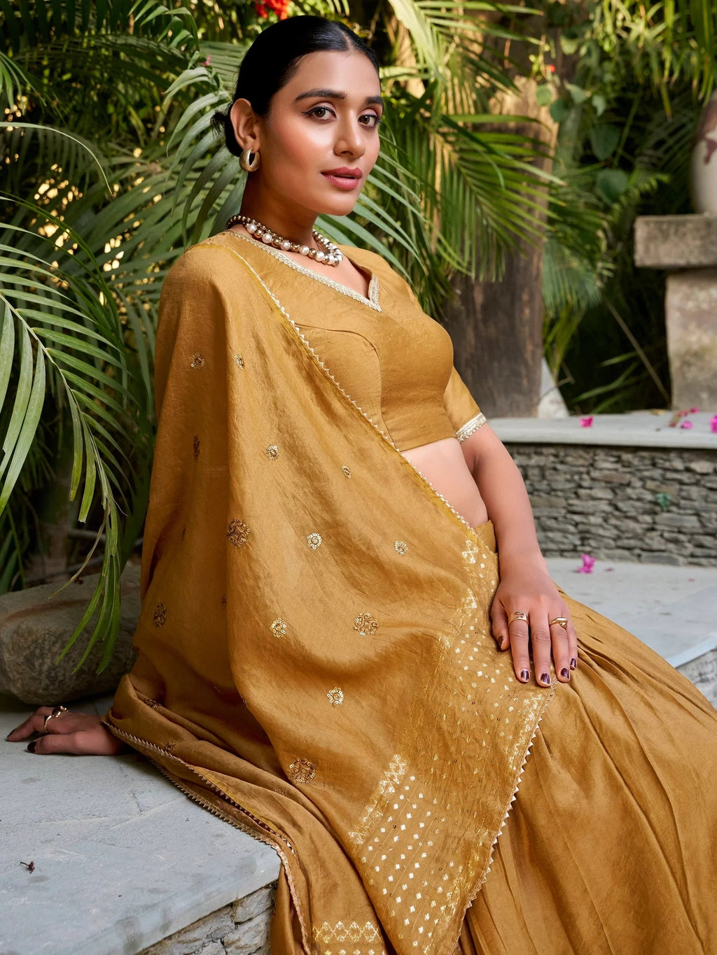 Mustard Awesome Zari Weaving Chanderi Silk Festive Wear Lehenga Choli