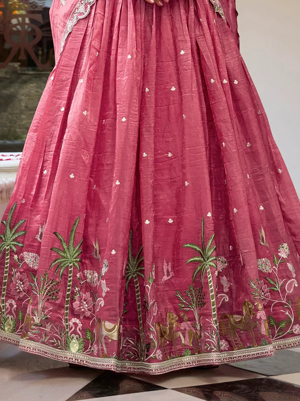 Pink Incredible Thread Embroidery Festival Wear Lehenga Choli