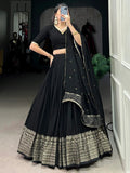 Eye-Catching Black Zari Weaving Chanderi Silk Event Wear Lehenga Choli