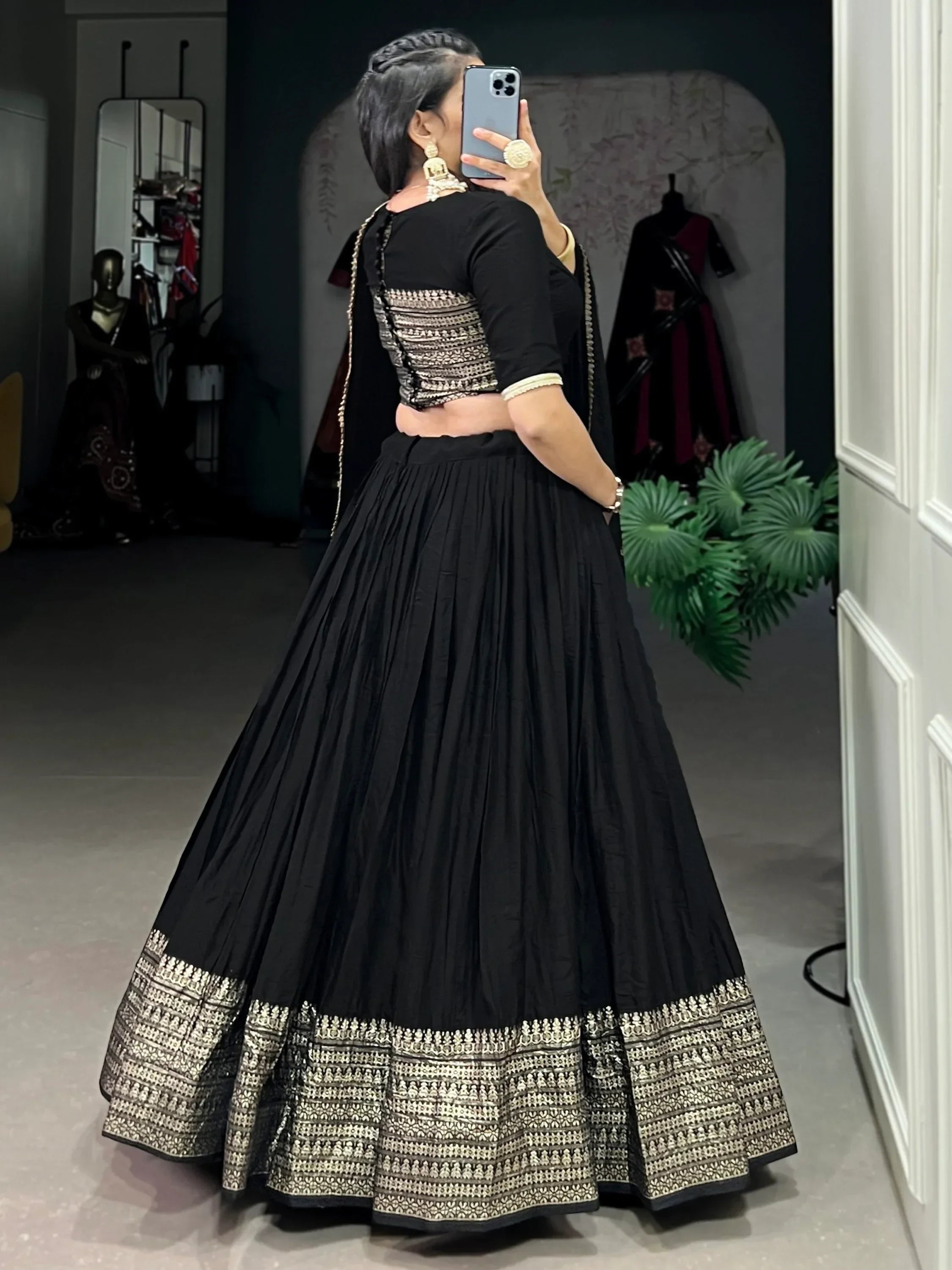 Eye-Catching Black Zari Weaving Chanderi Silk Event Wear Lehenga Choli