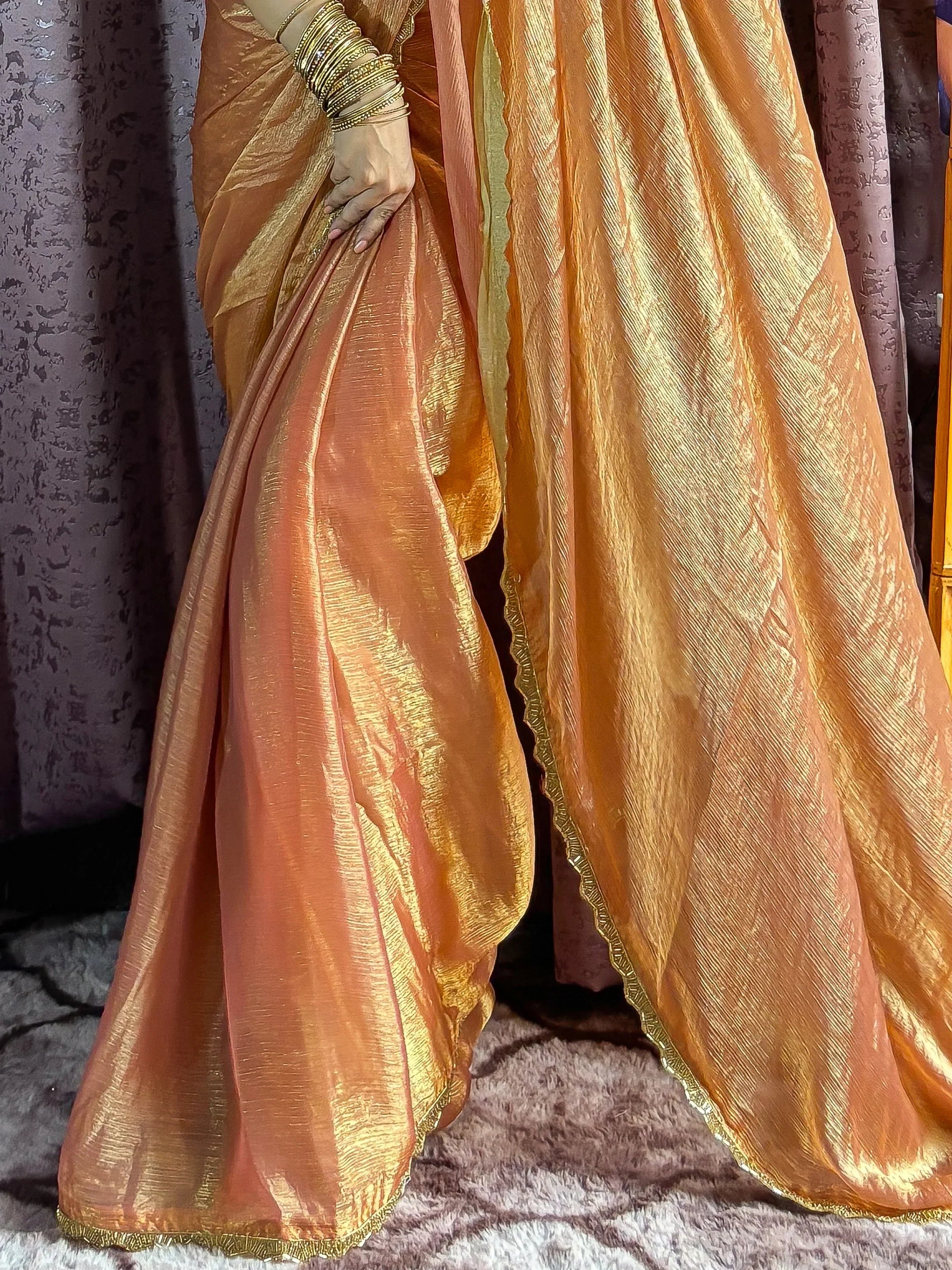 Eye-Catching Orange Soft Silk Hand Work Festival Wear Saree With Blouse