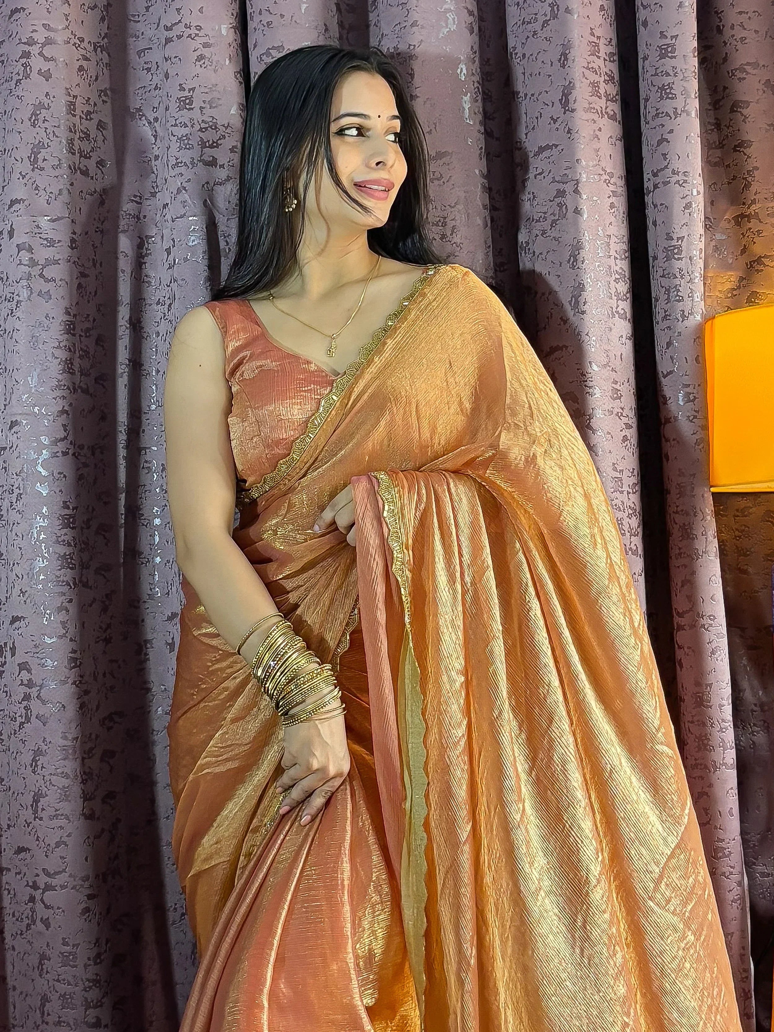 Eye-Catching Orange Soft Silk Hand Work Festival Wear Saree With Blouse