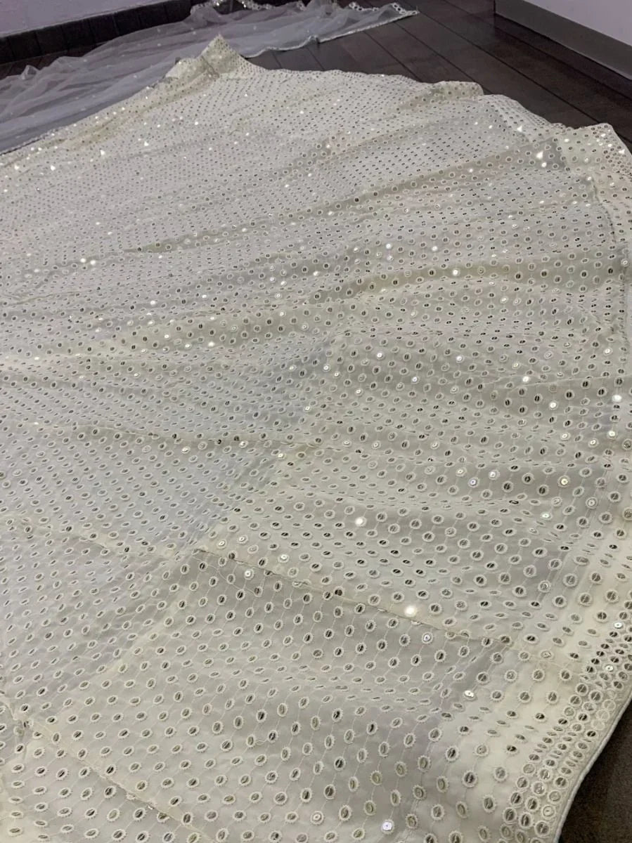 Awesome White Sequence Embroidered Georgette Lehenga Choli