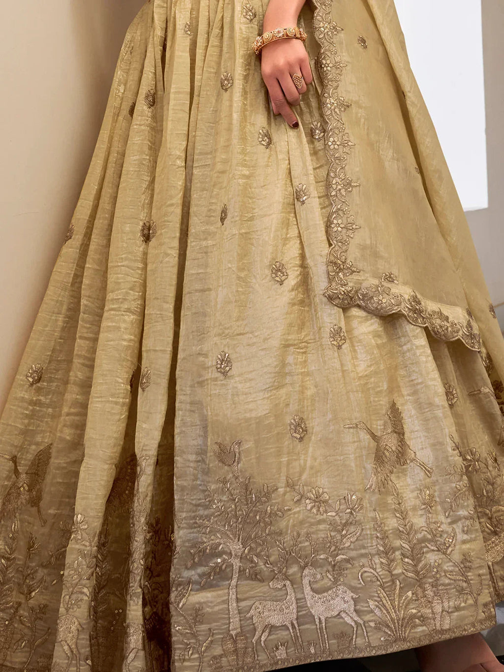 Cream Incredible Thread Embroidery Festival Wear Lehenga Choli