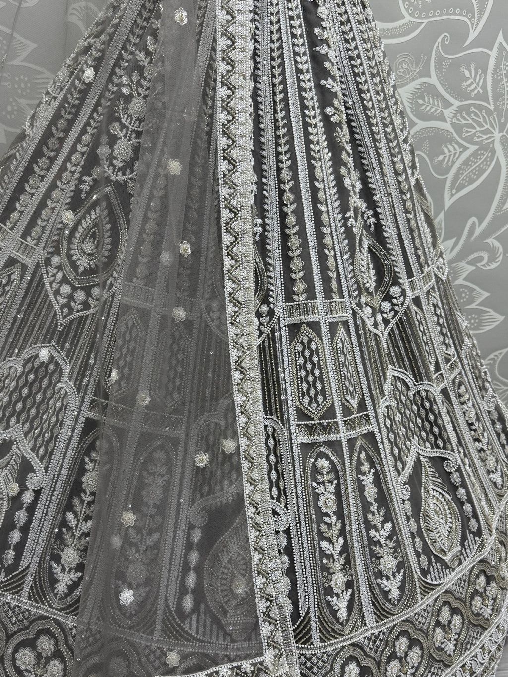 Fabulous Grey Sequins Net Reception Wear Lehenga Choli With Dupatta
