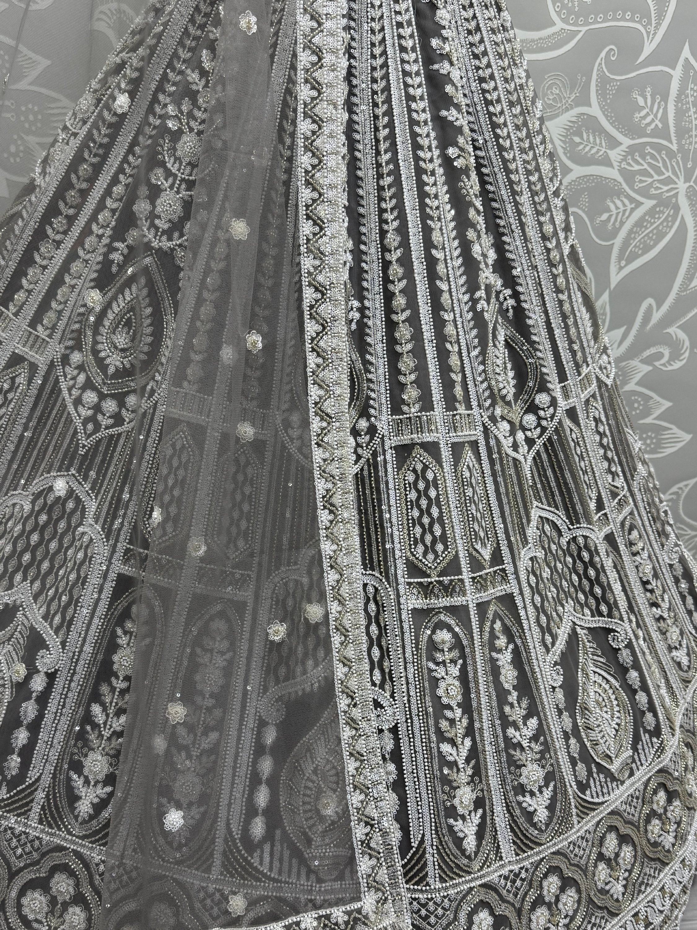 Fabulous Grey Sequins Net Reception Wear Lehenga Choli With Dupatta