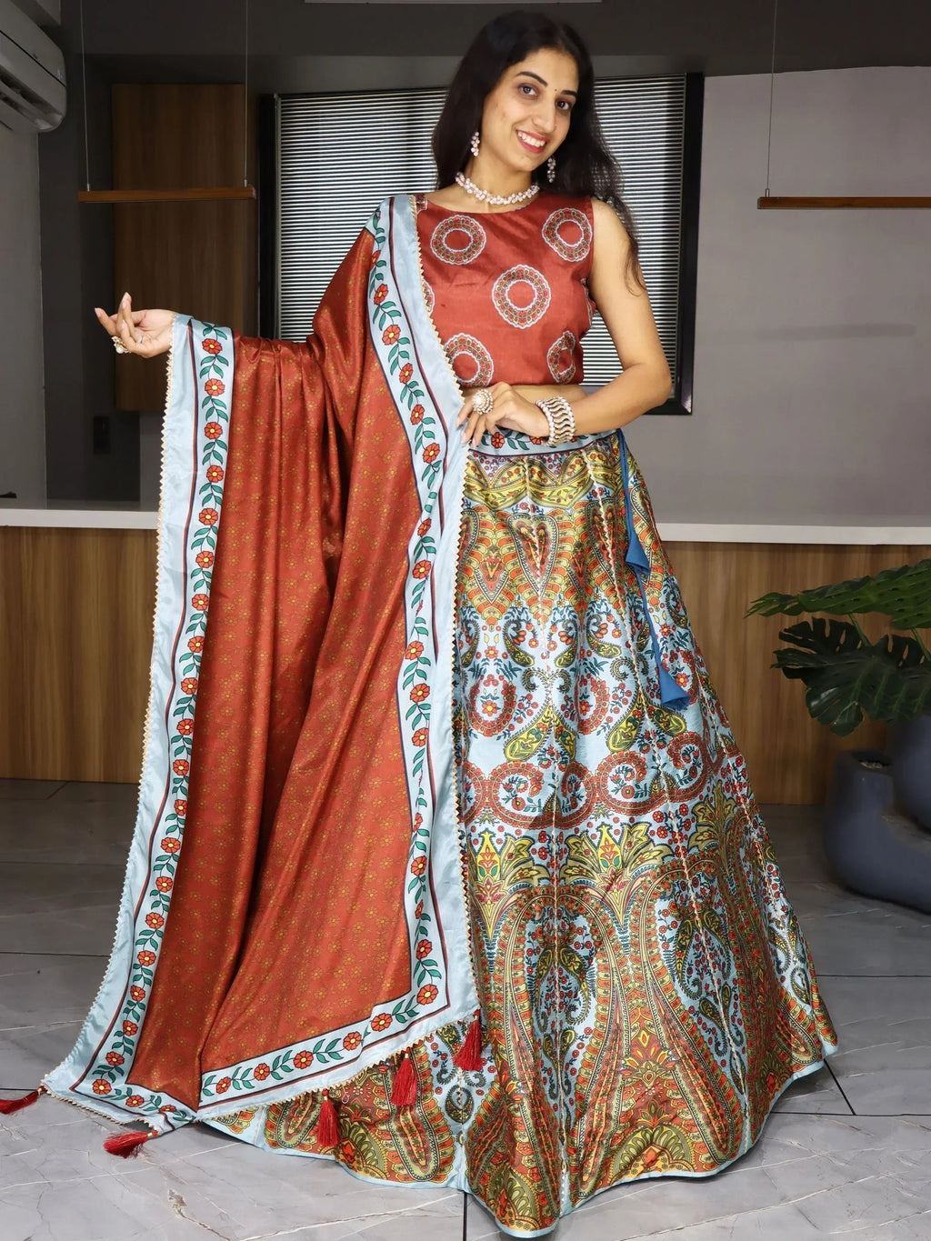 Fabulous Sweet Printed Art Silk Event Wear Lehenga Choli With Dupatta